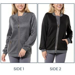 Joy CleanBoss Luxurious Faux Suede Reversible Bomber Jacket NWT in packaging